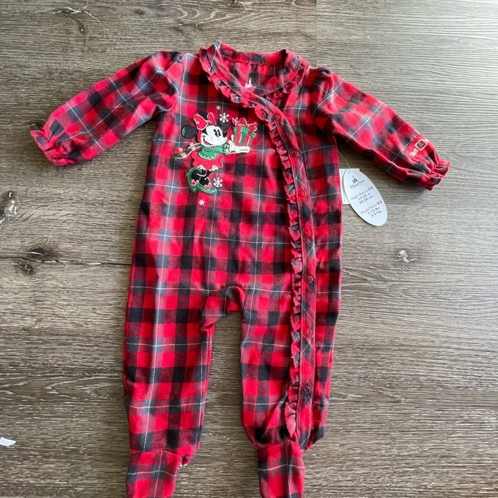 Disney Red and Black Plaid Kids Footie